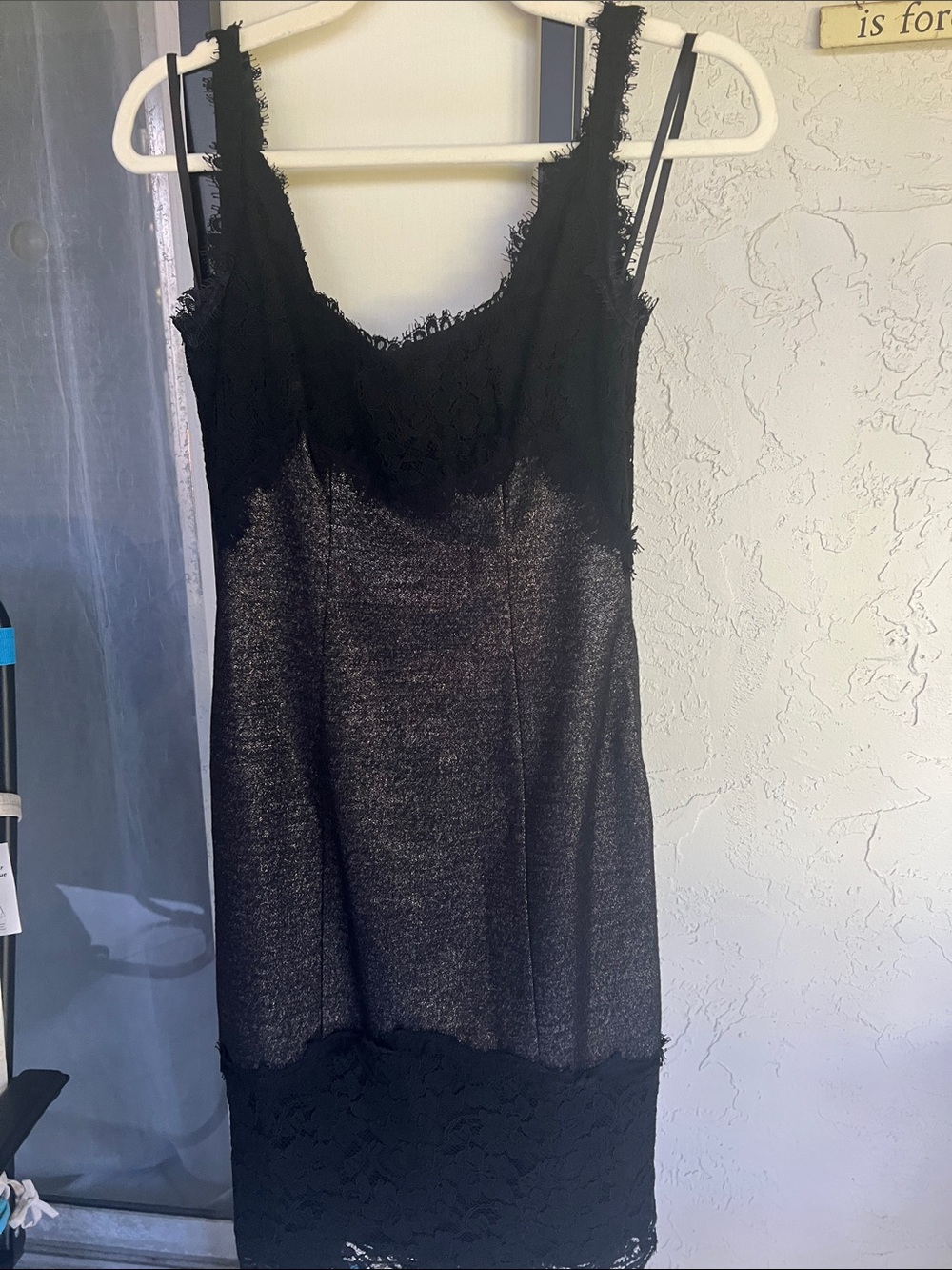 Diane vonFurstenberg - Black Lace-Trim Slip Dress